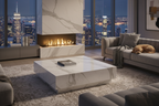 Modern NYC apartment with marble coffee table