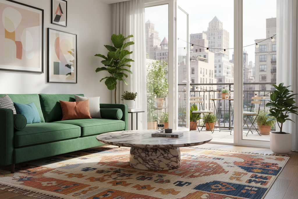 Calacatta Viola Marble Coffee Table NYC Apartment Living Room - Styled Interior Setting | Stonegems