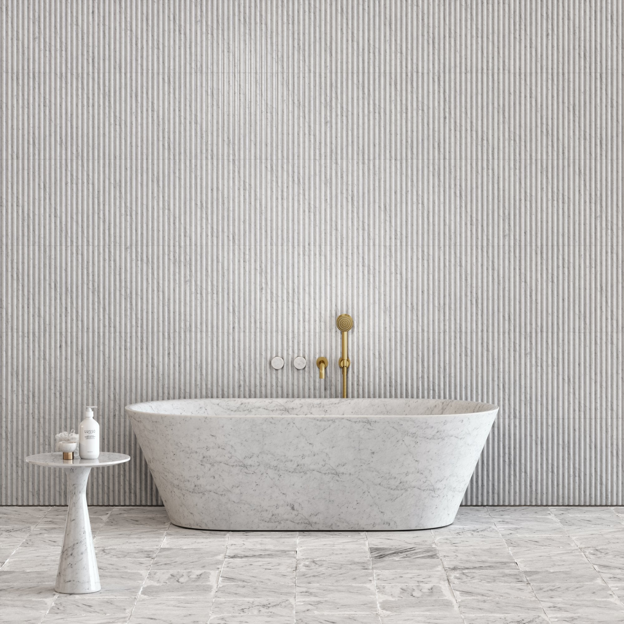 Luxury Marble Omega Bathtub - Bathroom Setting | Stonegems