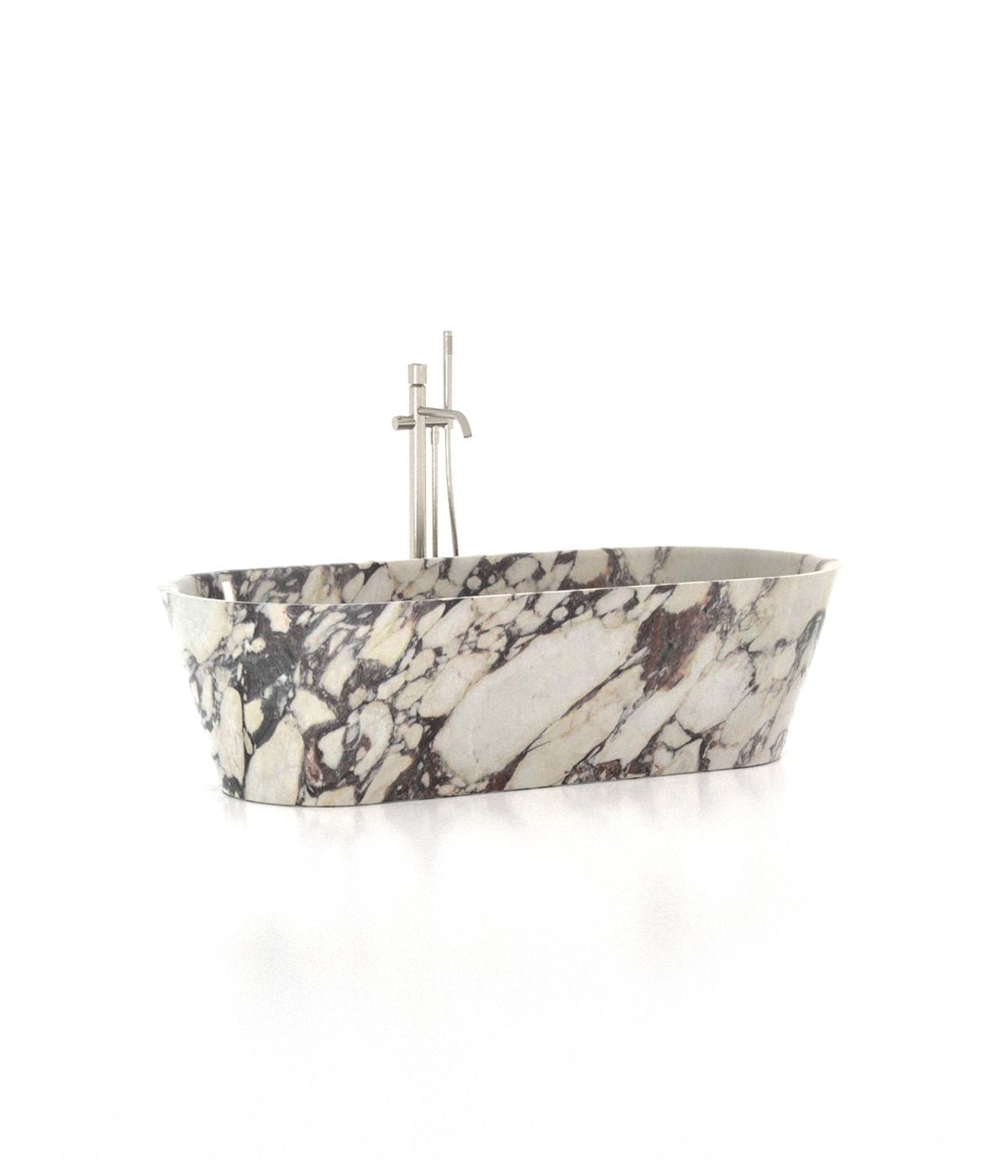 Dramatic Marble Omega Freestanding Bathtub - Side Profile | Stonegems