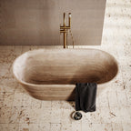 Travertine Omega Bathtub - Top View Detail | Stonegems