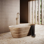 Beige Marble Omega Bathtub - Luxury Spa Setting | Stonegems