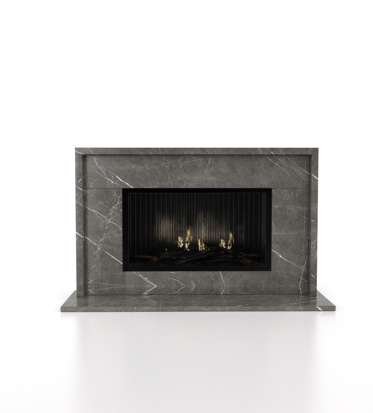 Grey Stone Orion Fireplace with White Veining - Front View | Stonegems