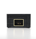 Black Veined Marble Pegasus Fireplace - Front View | Stonegems