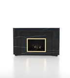 Black Veined Marble Pegasus Fireplace - Front View | Stonegems