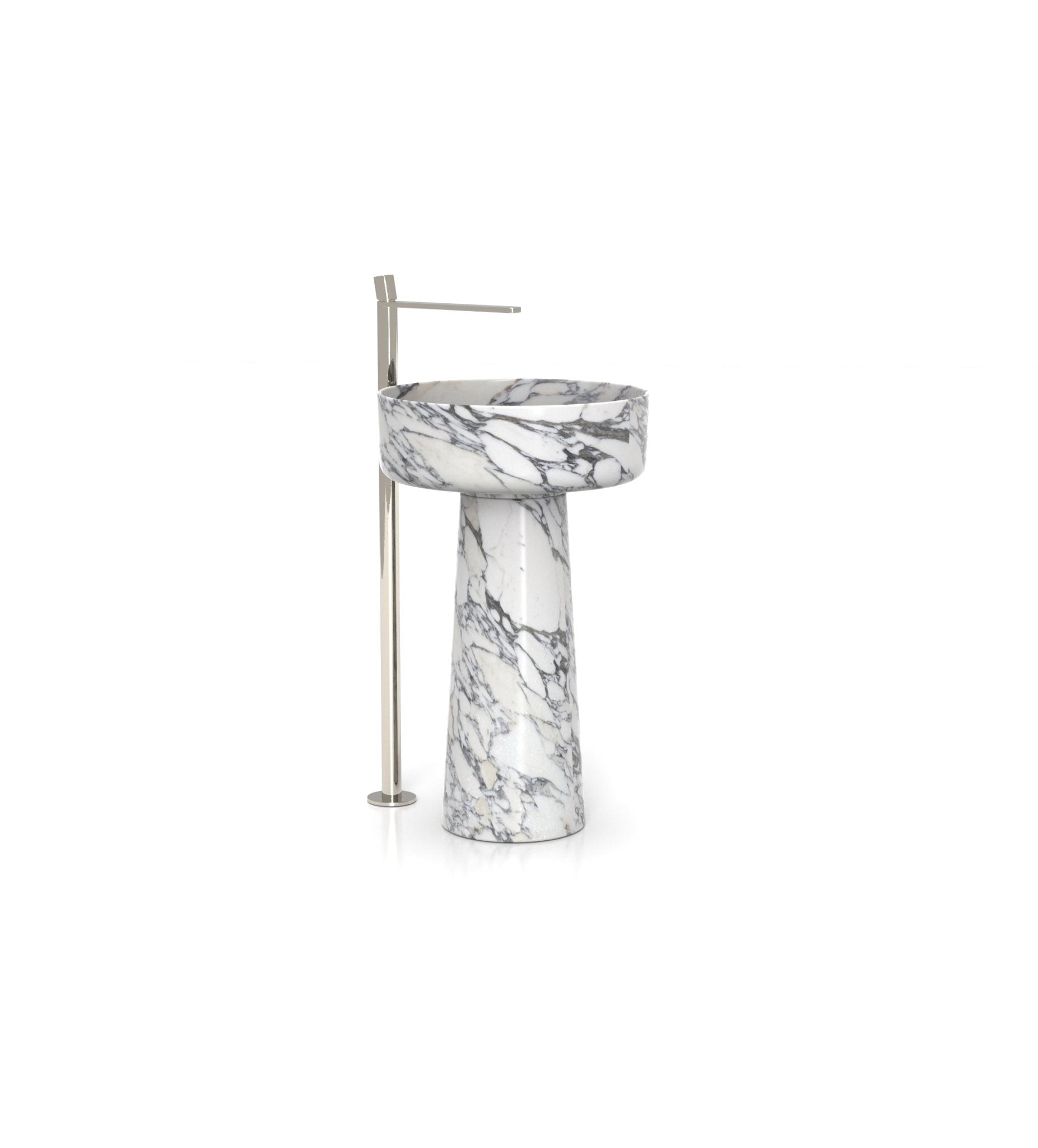 Veined White Marble Penelope Washbasin - Angle View | Stonegems