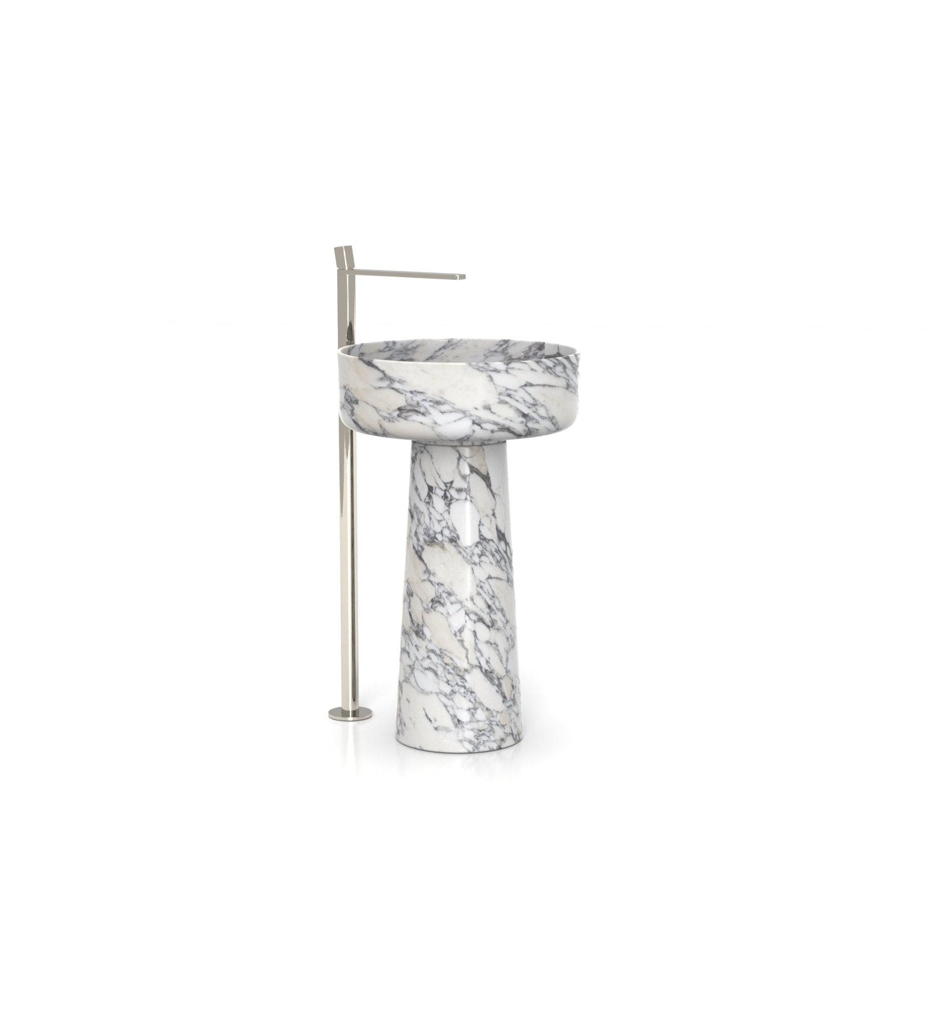 White Marble Penelope Washbasin - Side Angle View | Stonegems