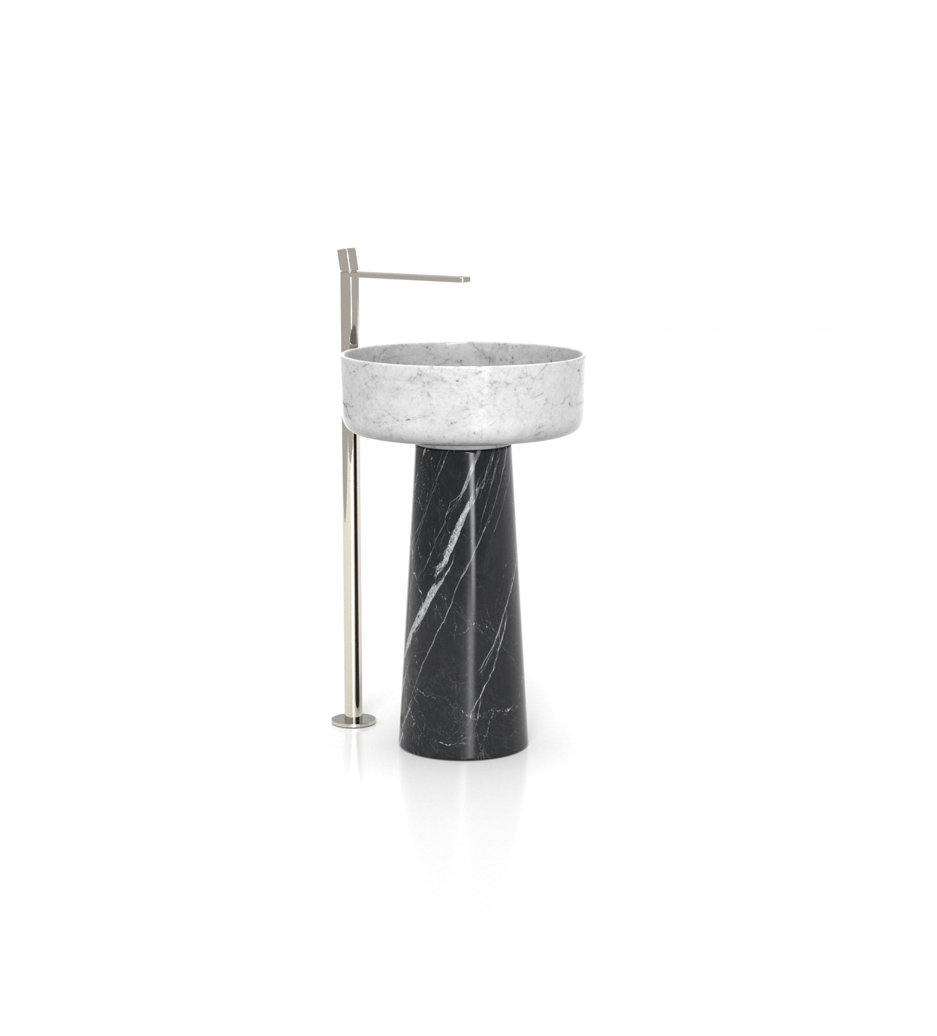 White & Black Marble Penelope Washbasin - Three Quarter View | Stonegems