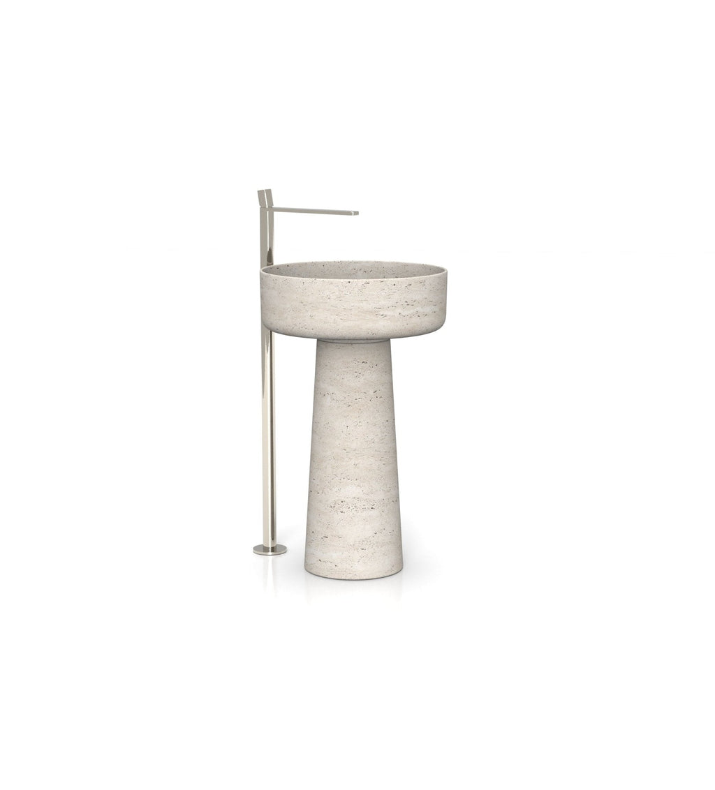 Beige Travertine Penelope Washbasin - Side View | Stonegems