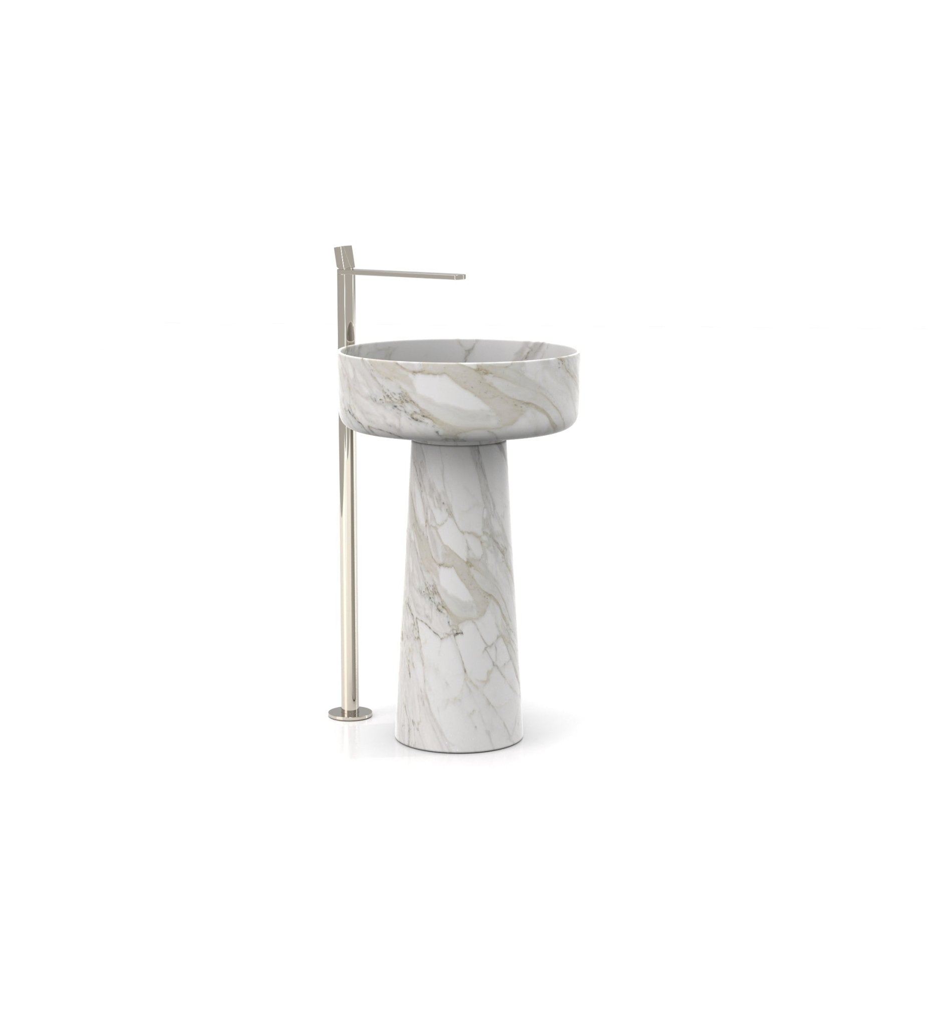 Light Grey Marble Penelope Washbasin - Side Profile View | Stonegems