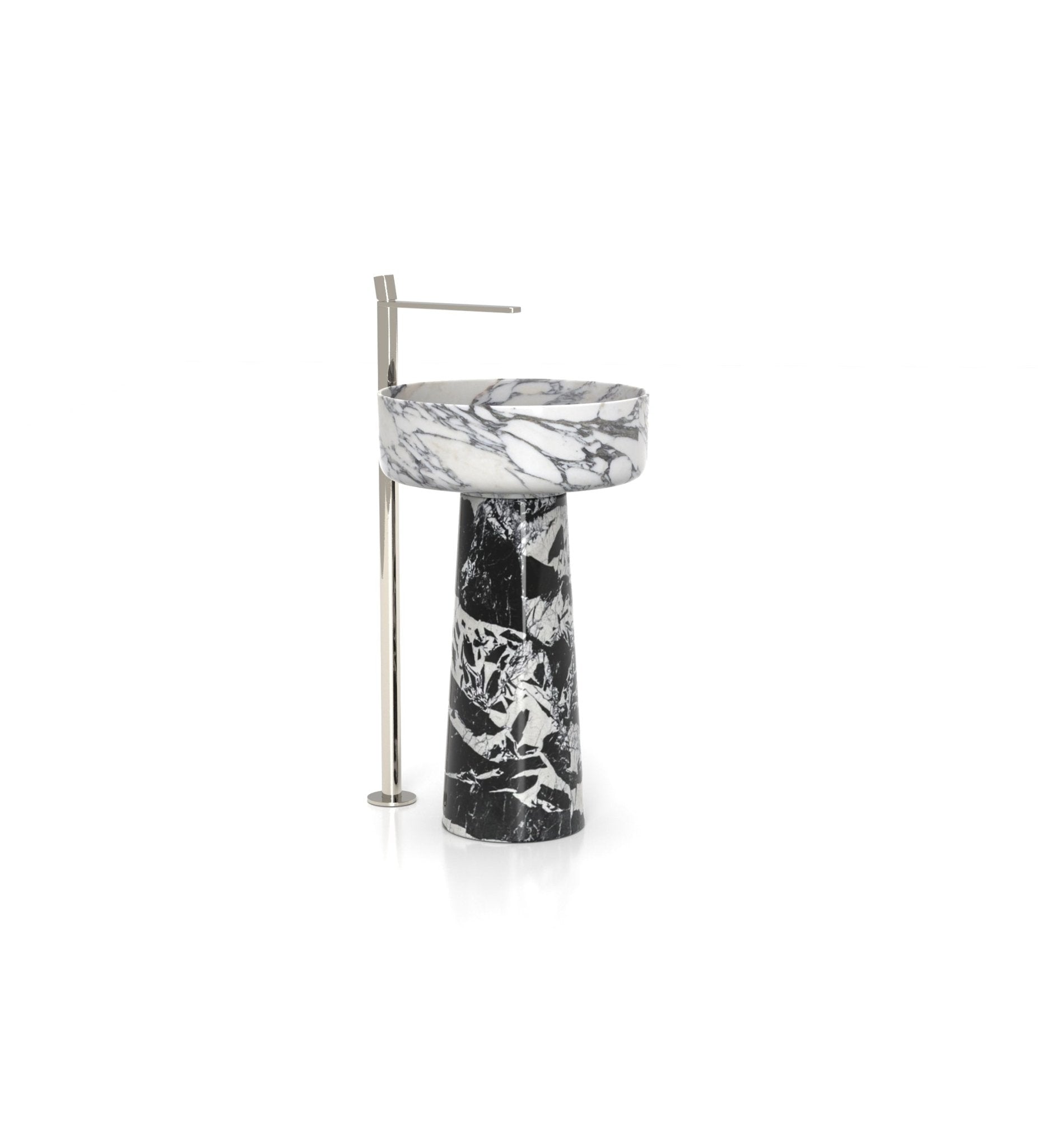 Mixed Marble Penelope Washbasin - Front View with Contrasting Base | Stonegems