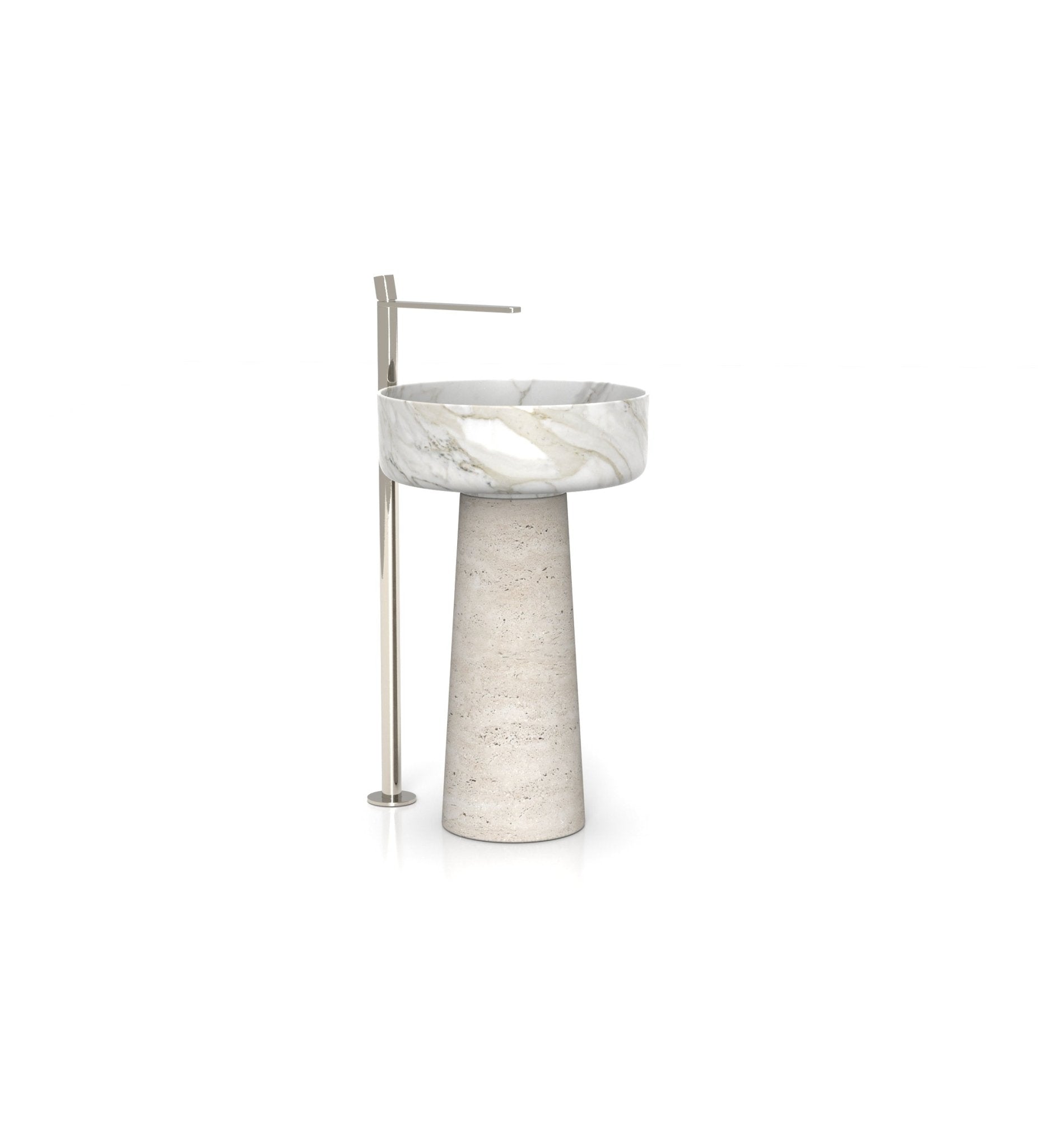 Two-Tone Marble Penelope Washbasin - Side Angle View | Stonegems
