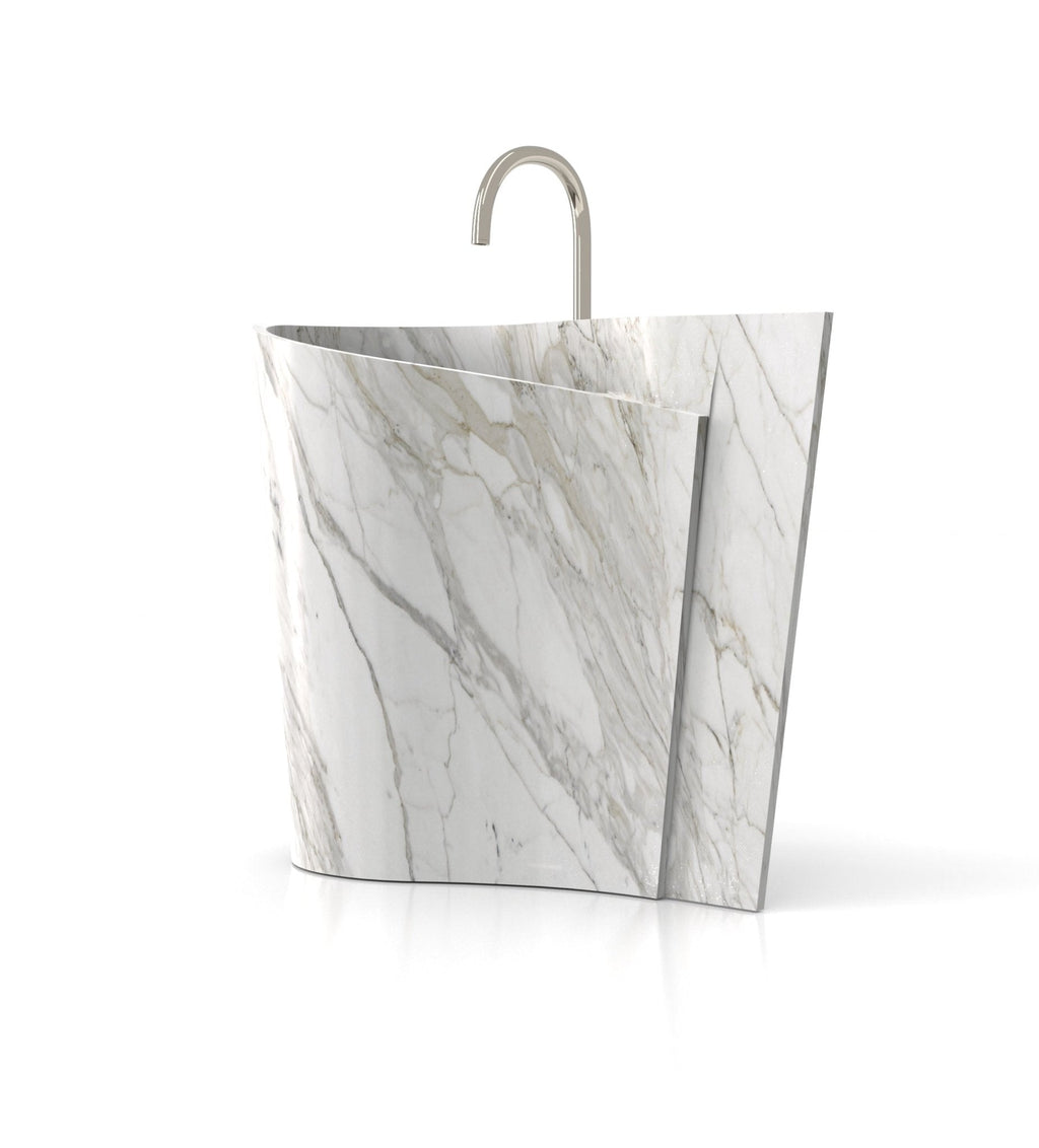 Calacatta Marble Poseidon Washbasin - Three Quarter View | Stonegems