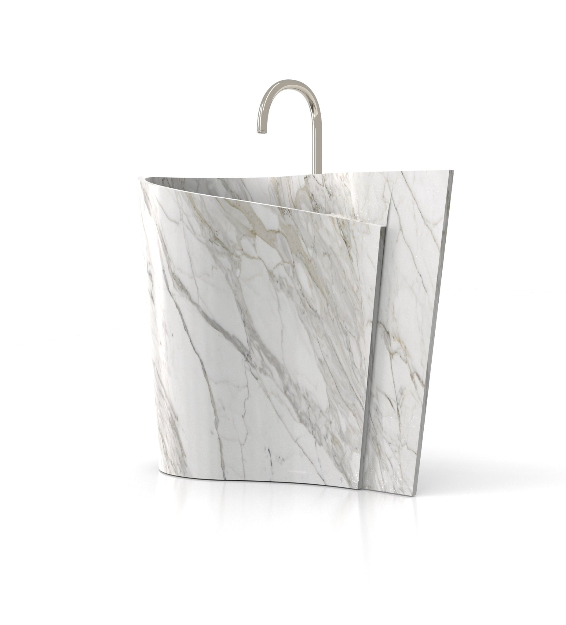Calacatta Marble Poseidon Washbasin - Three Quarter View | Stonegems