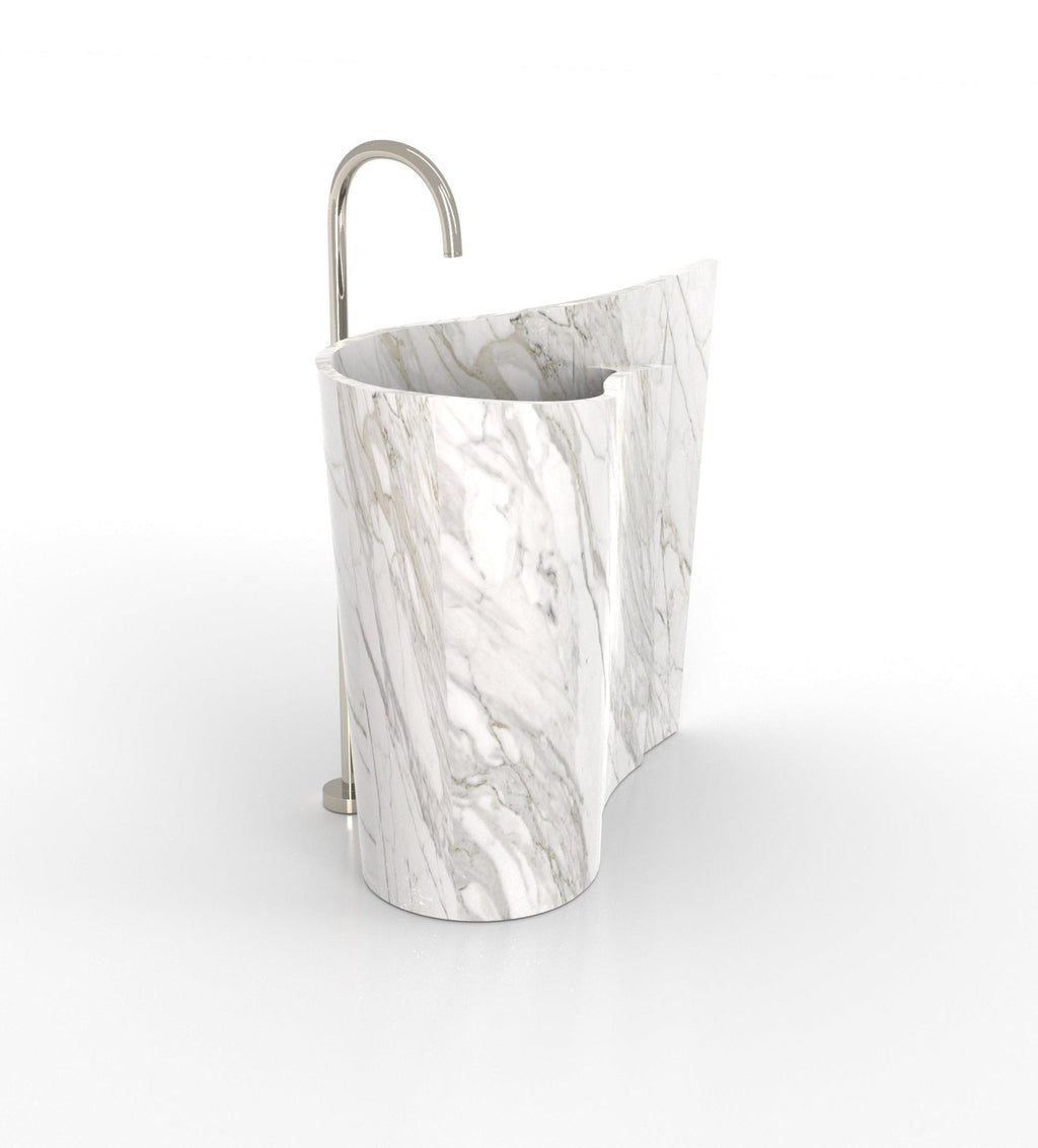 White Marble Poseidon Washbasin - Front View Detail | Stonegems