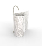 White Marble Poseidon Washbasin - Front View Detail | Stonegems