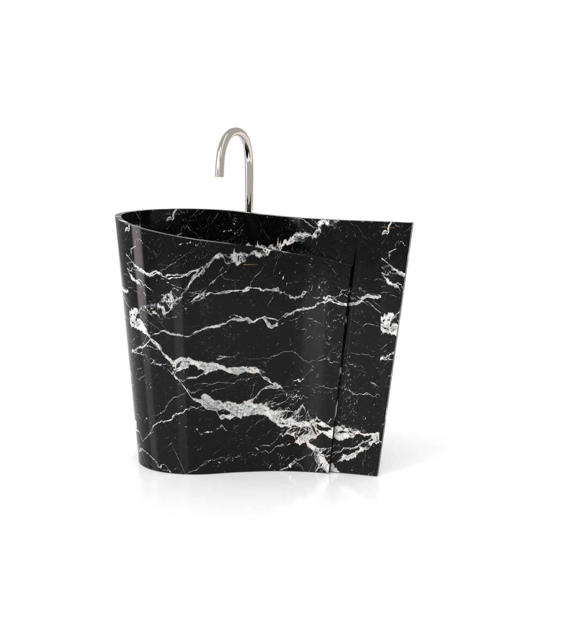 Nero Marquina Marble Poseidon Washbasin - Side Profile | Stonegems