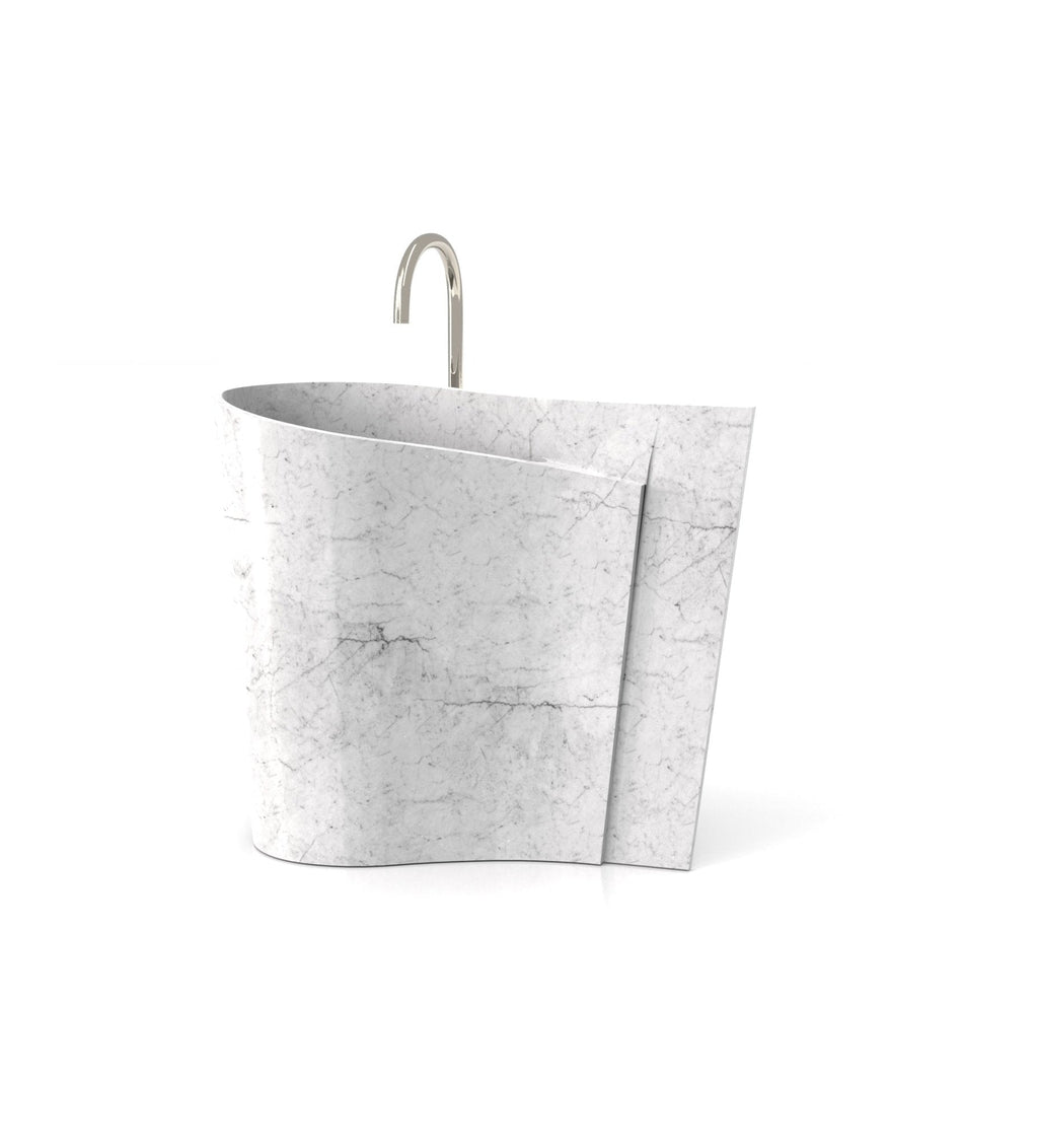 White Natural Stone Poseidon Washbasin - Front View | Stonegems