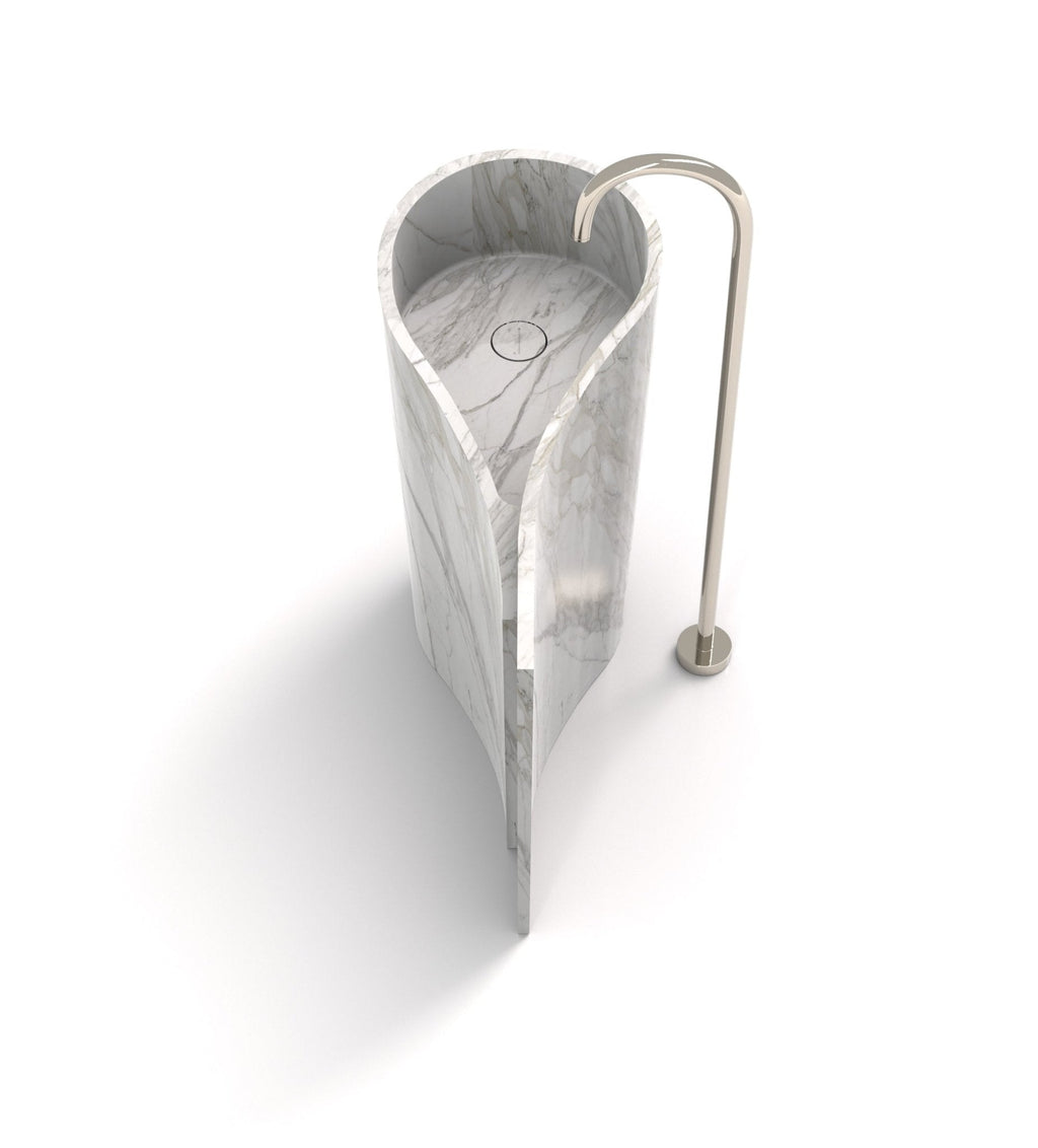 Carrara Marble Poseidon Washbasin - Top Aerial View | Stonegems