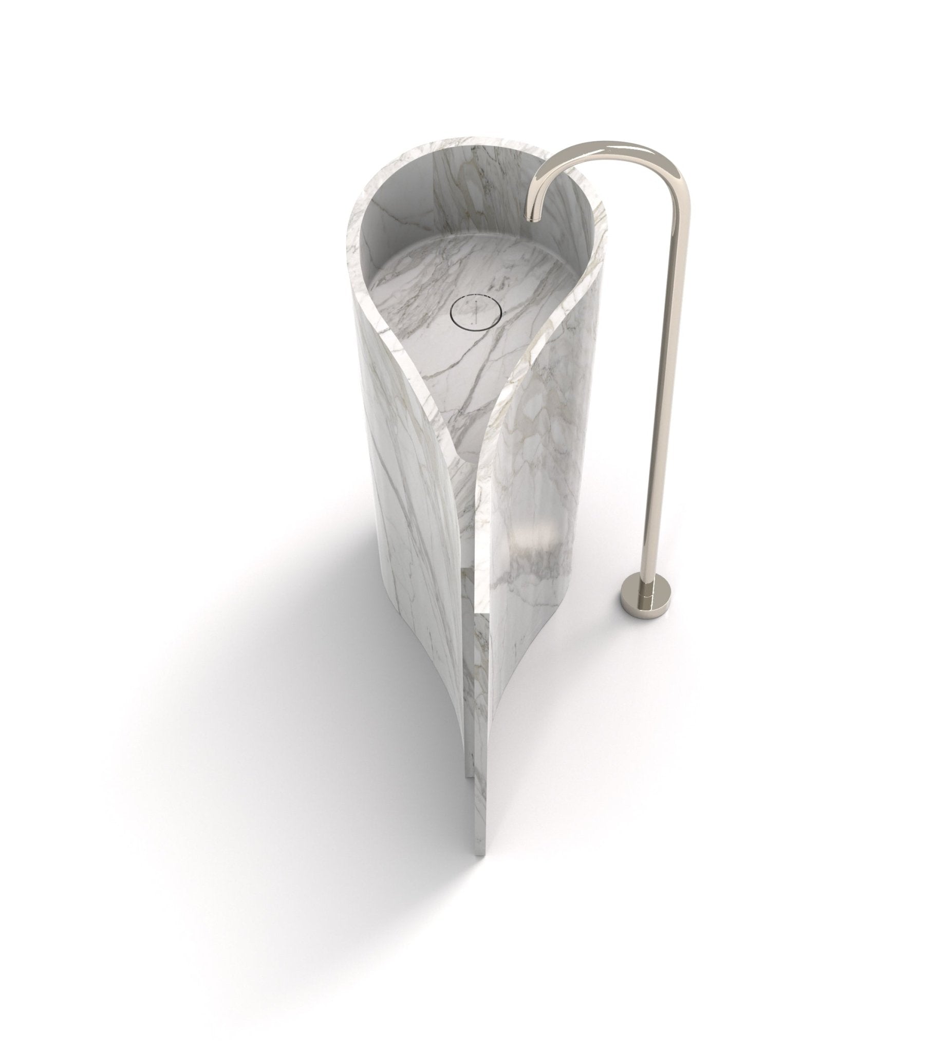 Carrara Marble Poseidon Washbasin - Top Aerial View | Stonegems