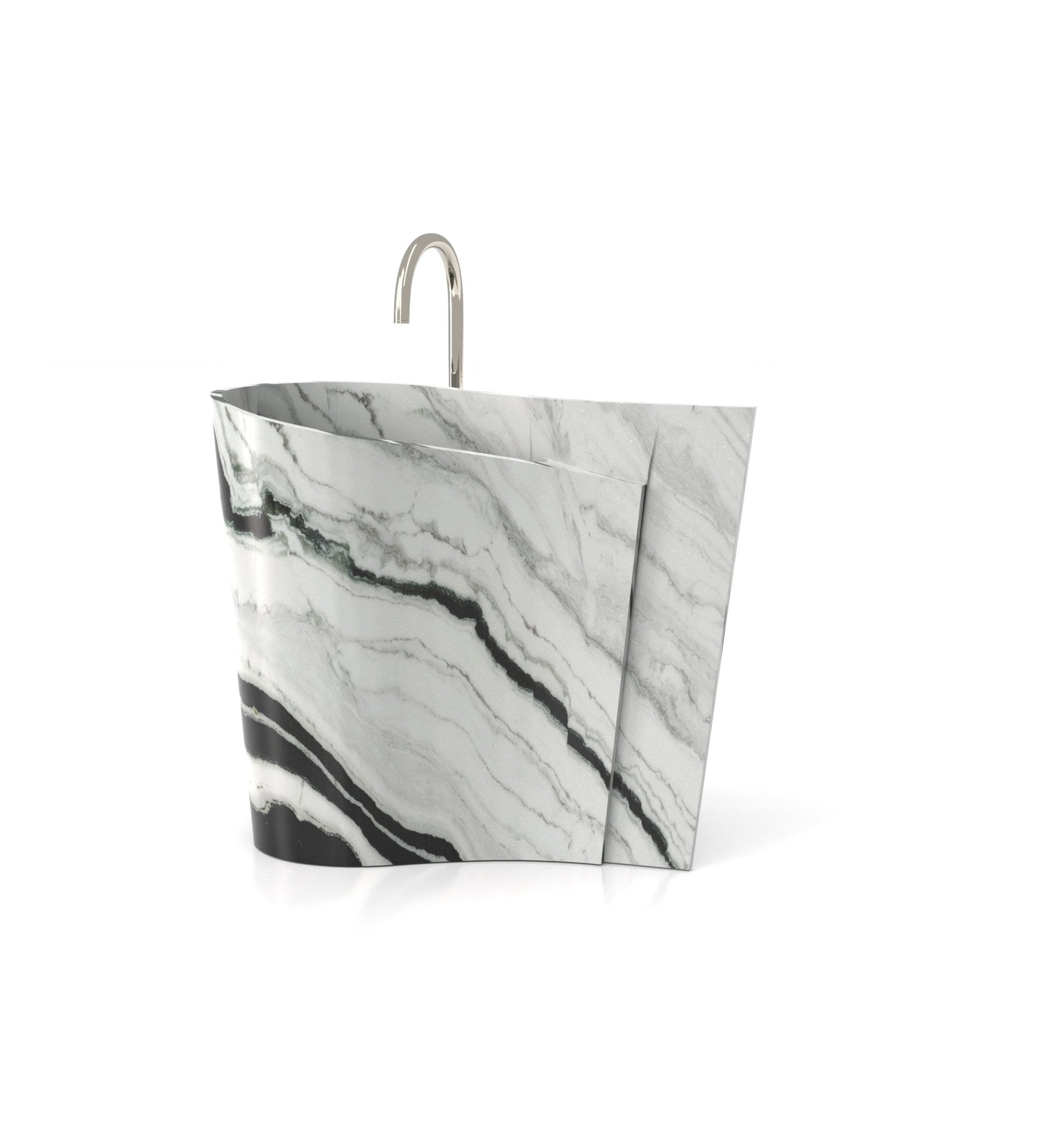 White Marble Poseidon Washbasin - Side Angle View | Stonegems
