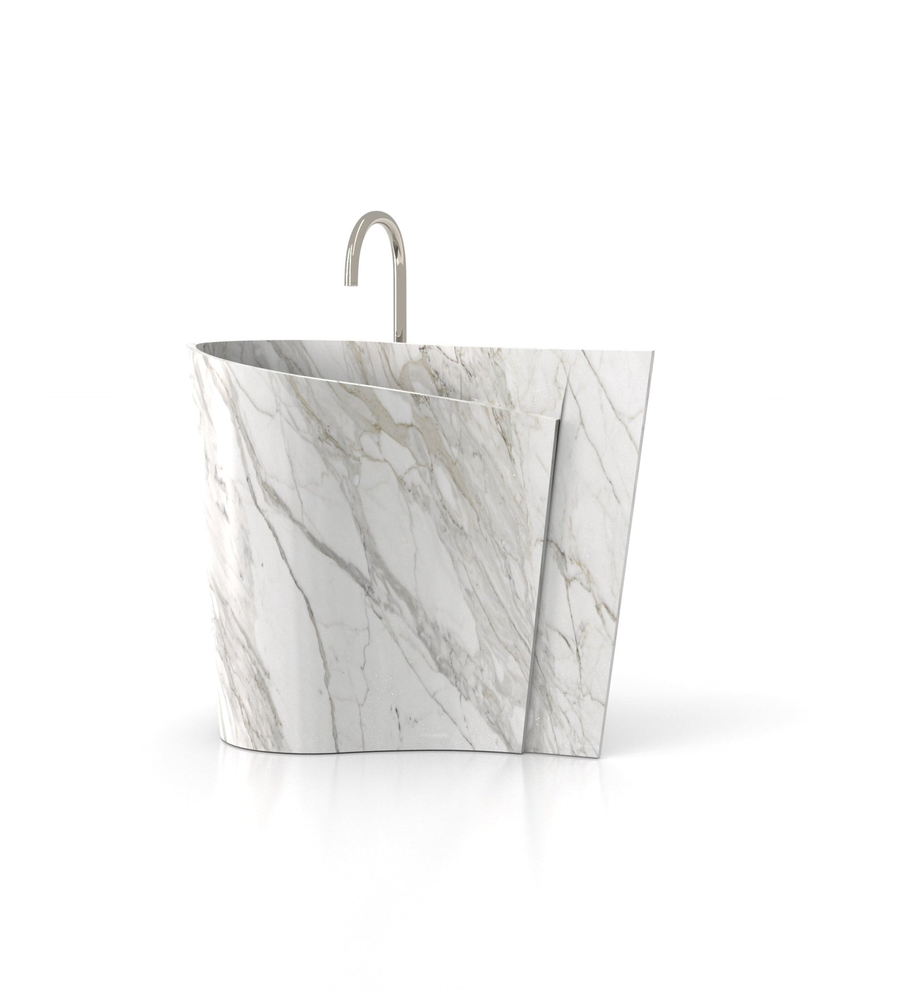 Luxury Marble Poseidon Washbasin - Side Profile View | Stonegems