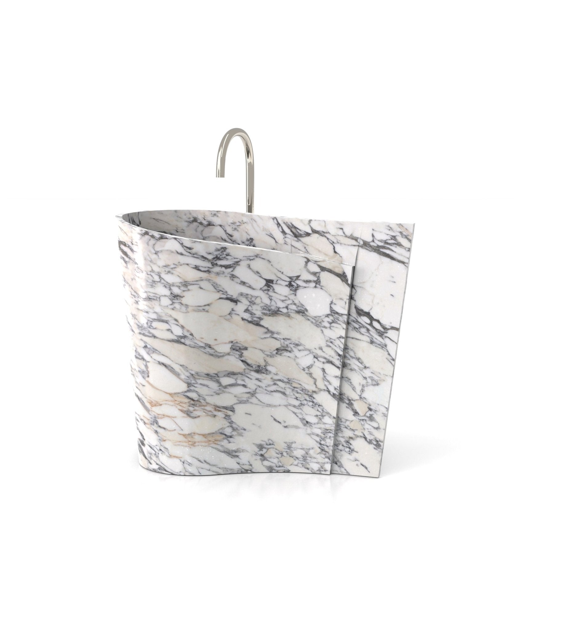 Premium Marble Poseidon Washbasin - Front Three Quarter View | Stonegems