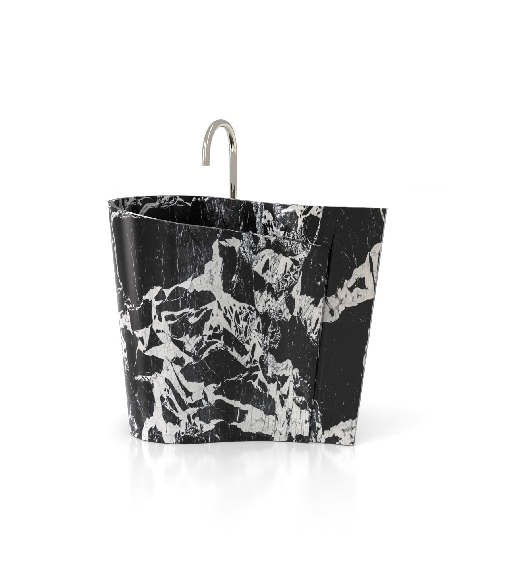 Black Marble Poseidon Washbasin - Side Angle View | Stonegems