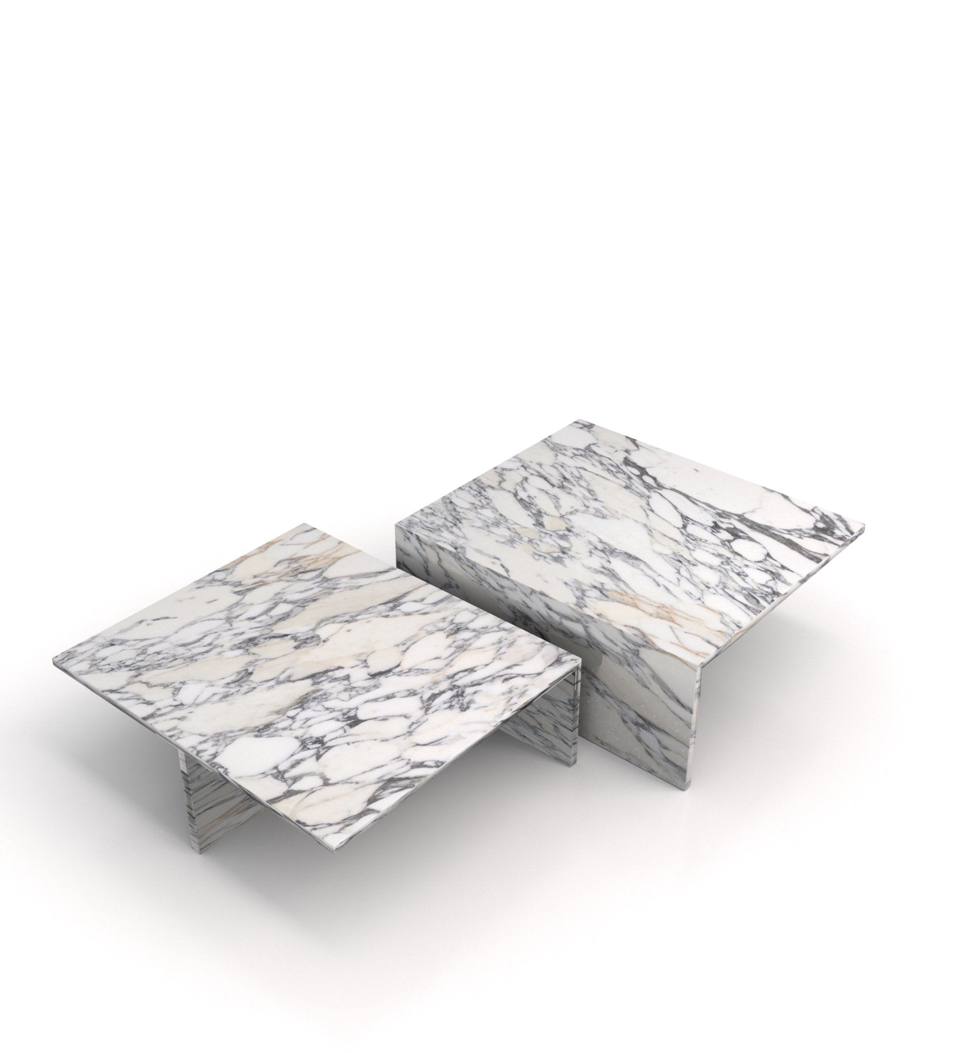 Light Marble Coffee Table Set - Interlocked Design View | Stonegems