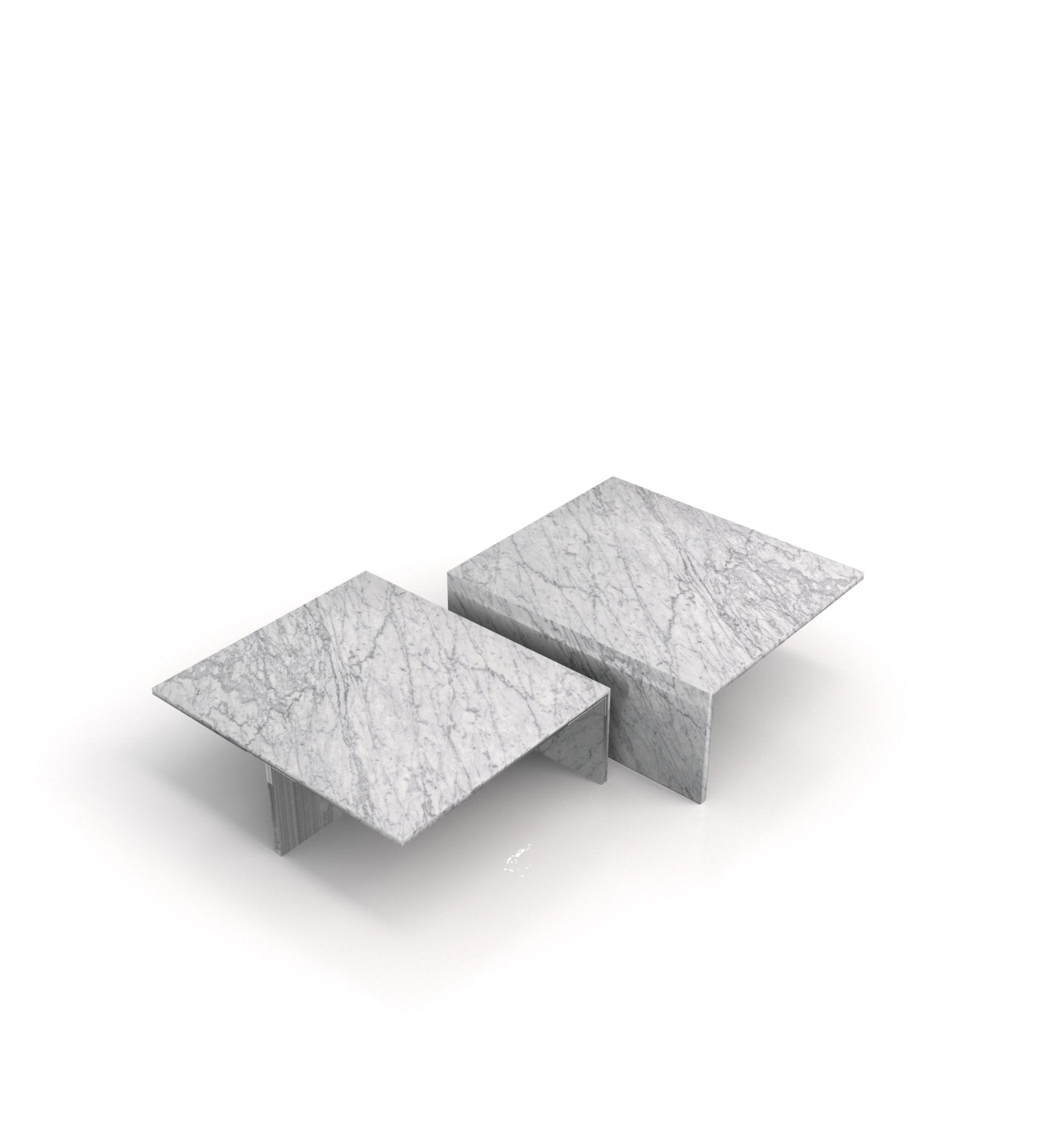 White Marble Square Coffee Table Set - Aerial Perspective | Stonegems