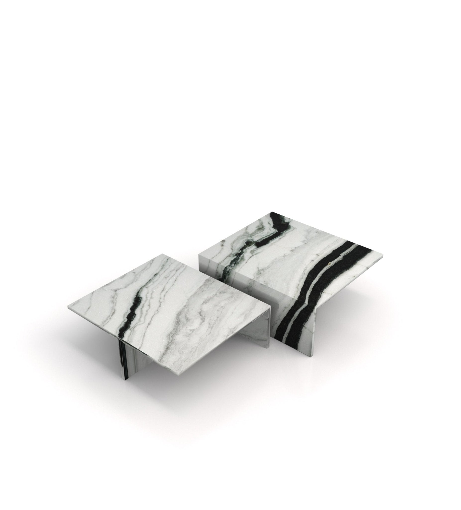 2-Piece Square Marble Stone Modern Coffee Table Set