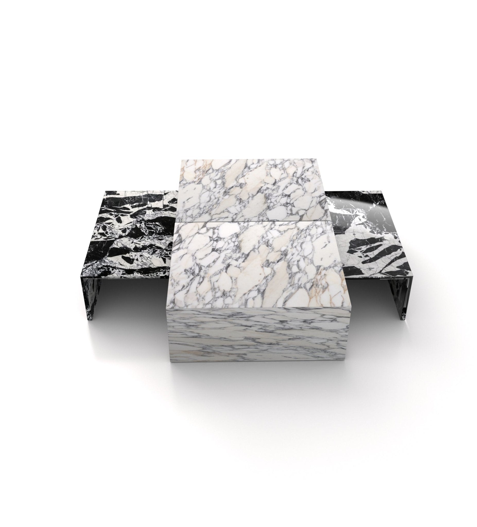 Mixed Marble Coffee Table Set in Multiple Finishes - Studio View | Stonegems
