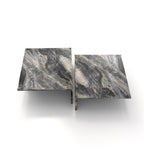 Dark Veined Marble Square Tables - Close-up Top View | Stonegems