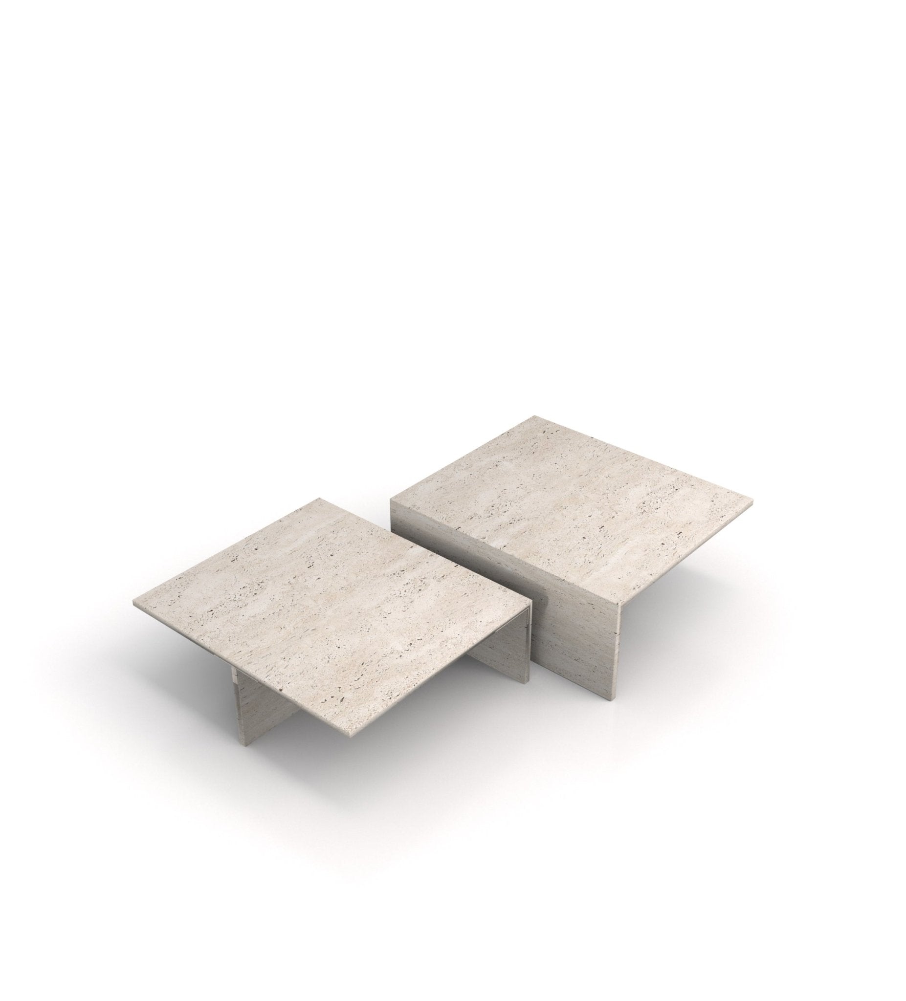 2-Piece Square Marble Stone Modern Coffee Table Set