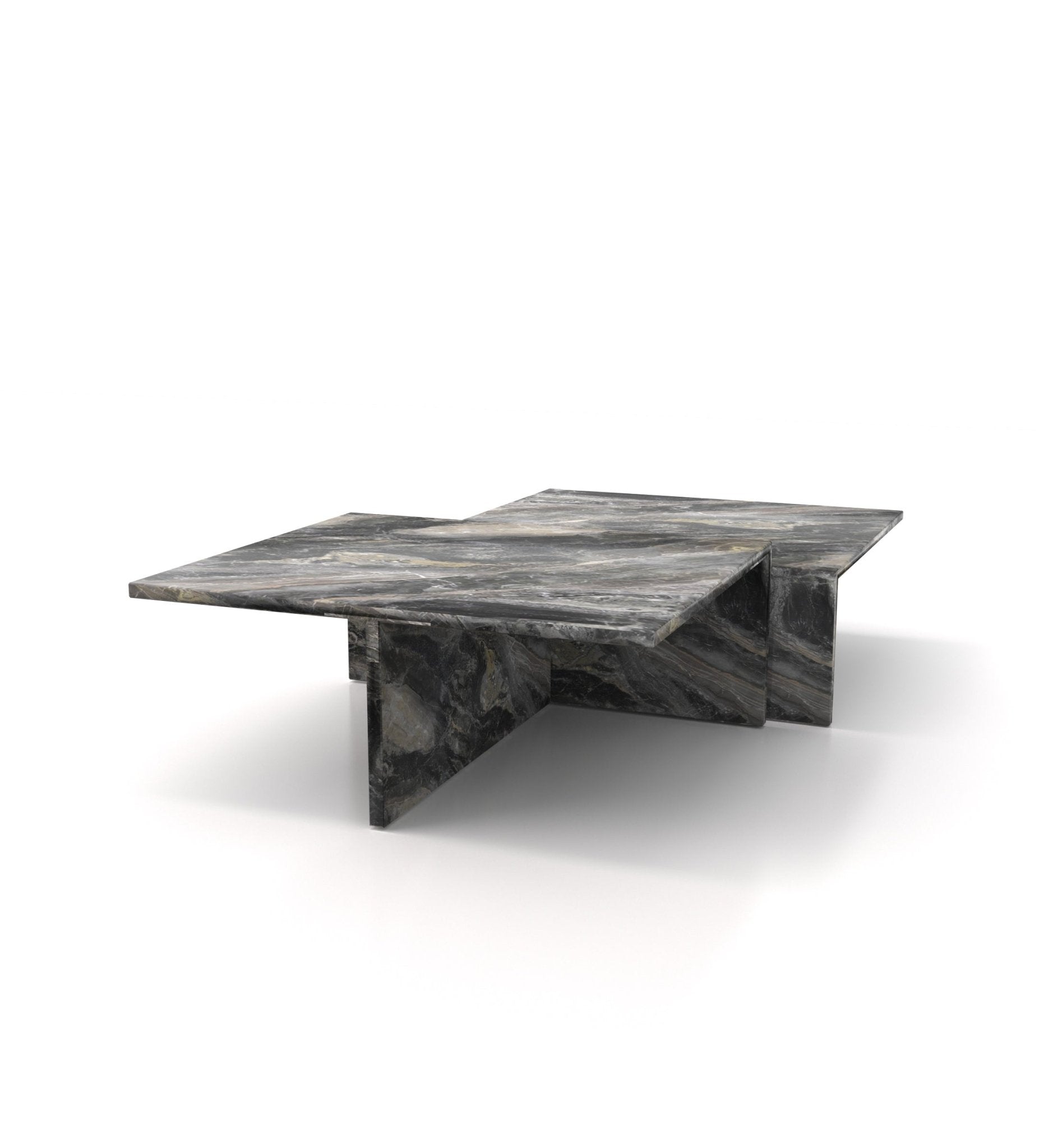 Dark Grey Marble Square Coffee Table - Three-Quarter Angle | Stonegems