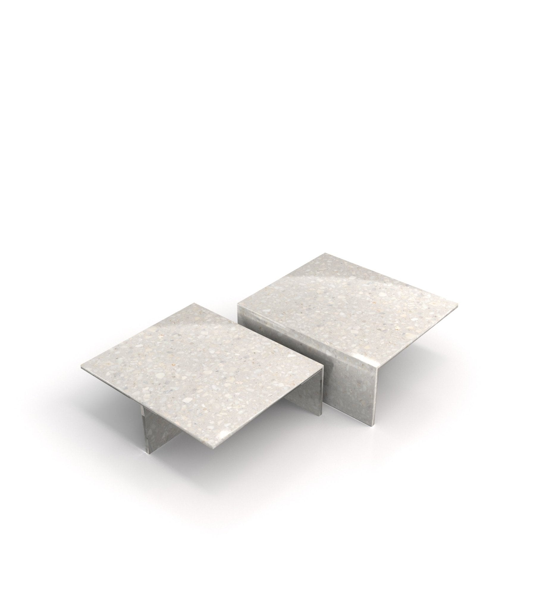2-Piece Square Marble Stone Modern Coffee Table Set