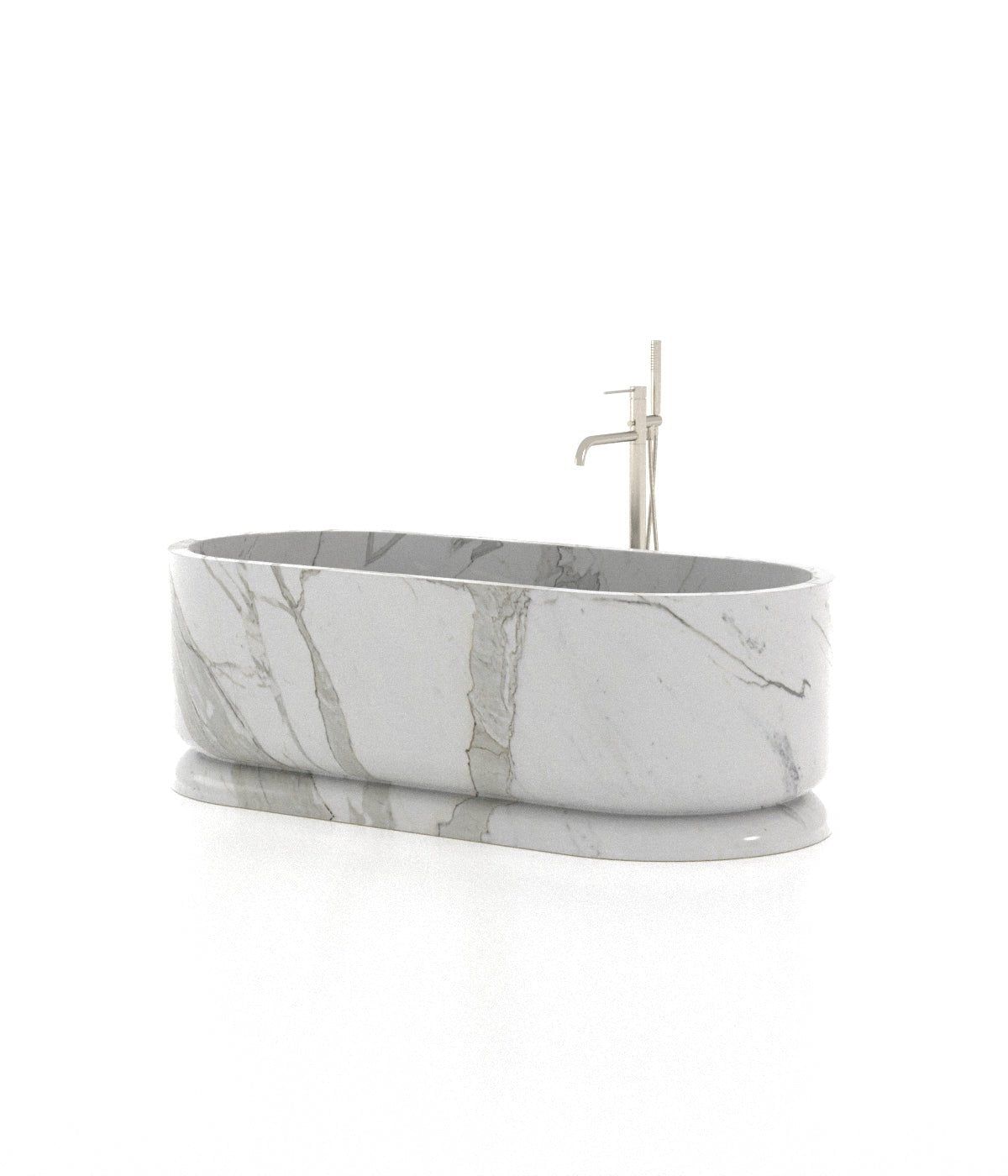 White Marble Queen Elizabeth Freestanding Bathtub - Front View | Stonegems