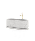 White Marble Queen Elizabeth Freestanding Bathtub - Three Quarter View | Stonegems