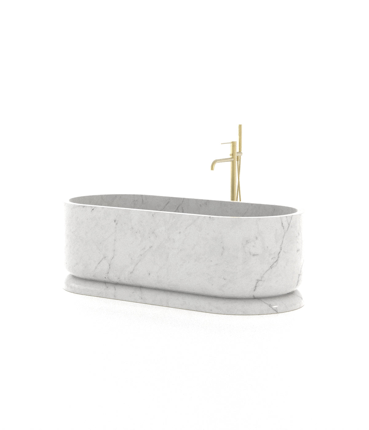 White Marble Queen Elizabeth Freestanding Bathtub - Three Quarter View | Stonegems