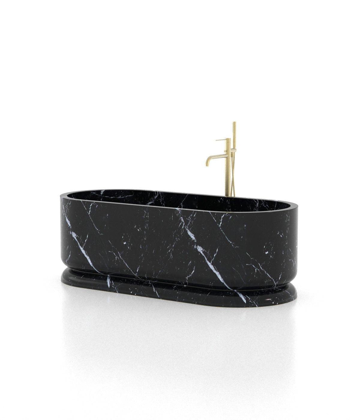 Black Marble Queen Elizabeth Freestanding Bathtub - Side View | Stonegems