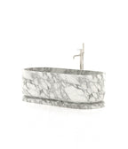 White Marble Queen Elizabeth Freestanding Bathtub - Side View | Stonegems
