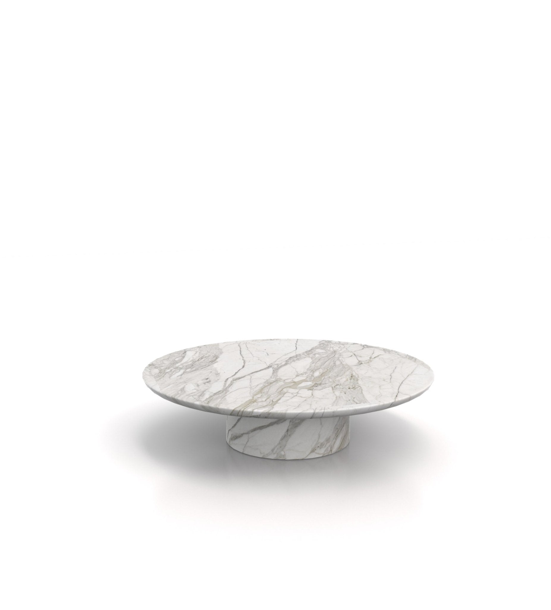 Calacatta Gold Marble Round Coffee Table - Sophisticated Three Quarter Angle | Stonegems