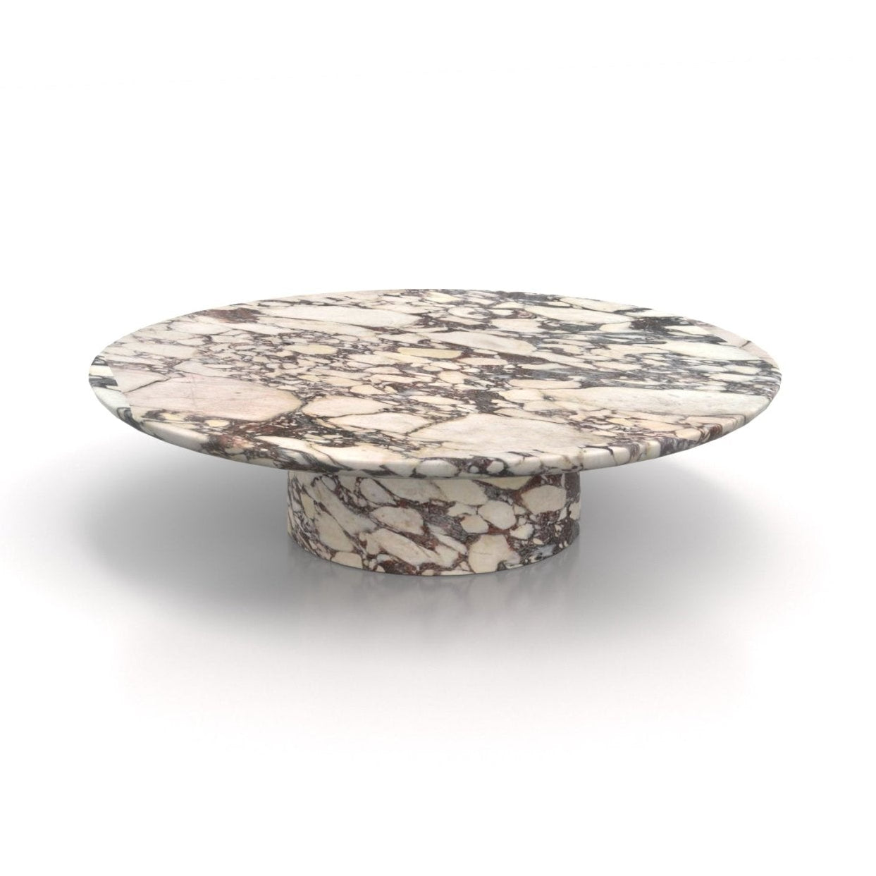 Calacatta Viola Marble Round Coffee Table - Premium Stone Three Quarter View | Stonegems