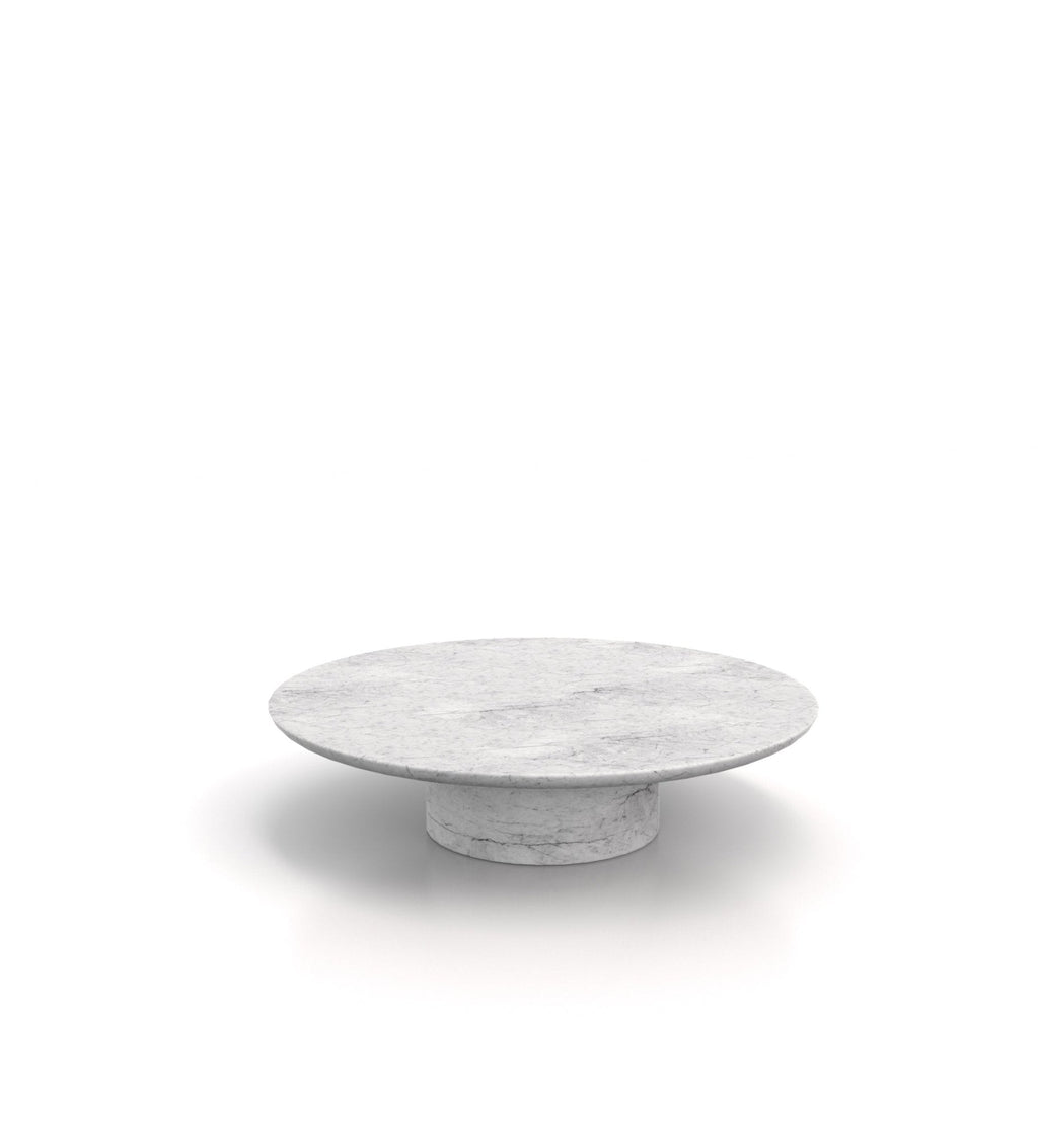Bianco Carrara Marble Round Coffee Table - Timeless Elegance Front View | Stonegems