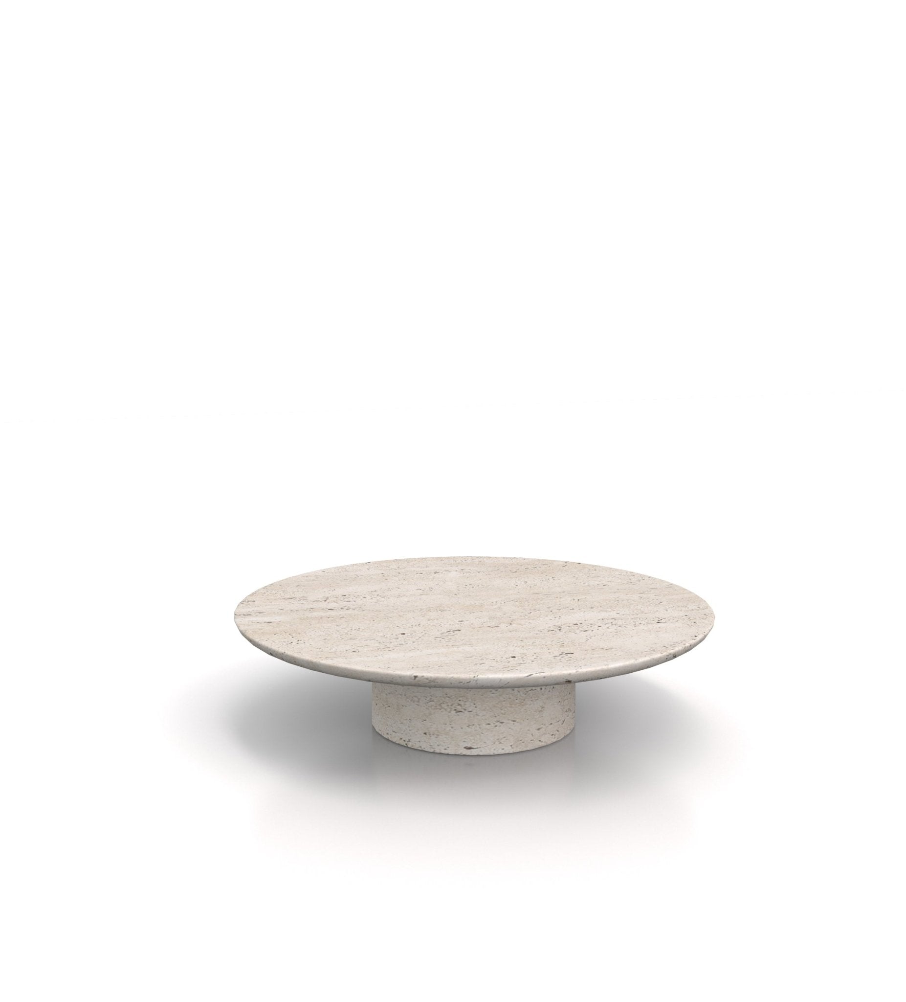 Travertino Marble Round Coffee Table - Premium Natural Stone Front Angle | Stonegems