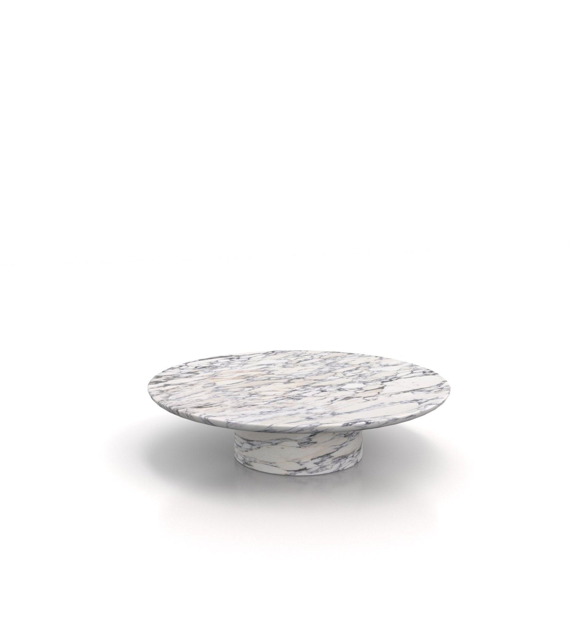 Arabescato Marble Round Coffee Table - Natural Stone Three Quarter View | Stonegems