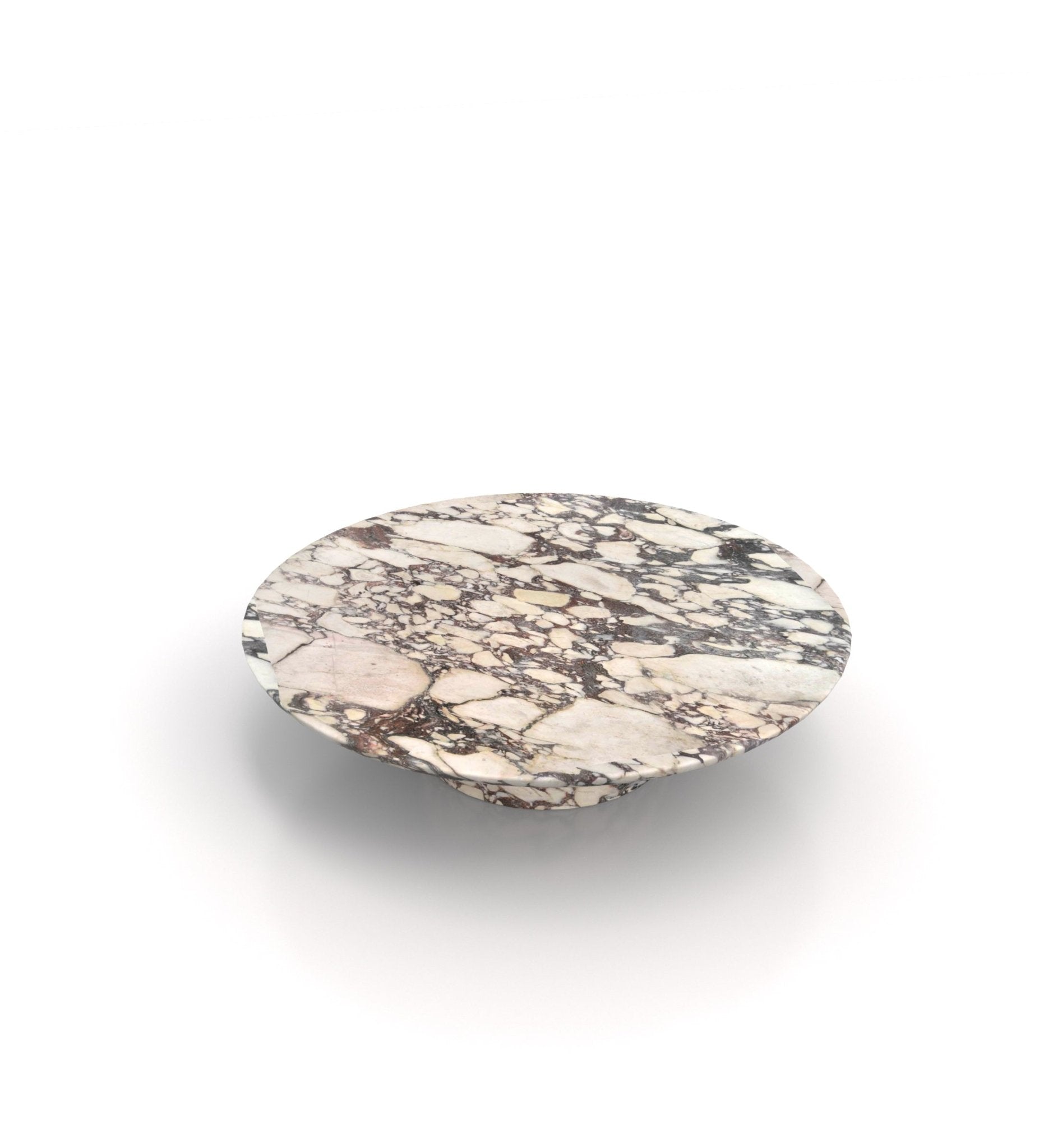 Calacatta Viola Marble Round Coffee Table - Artisan Crafted Low Angle View | Stonegems