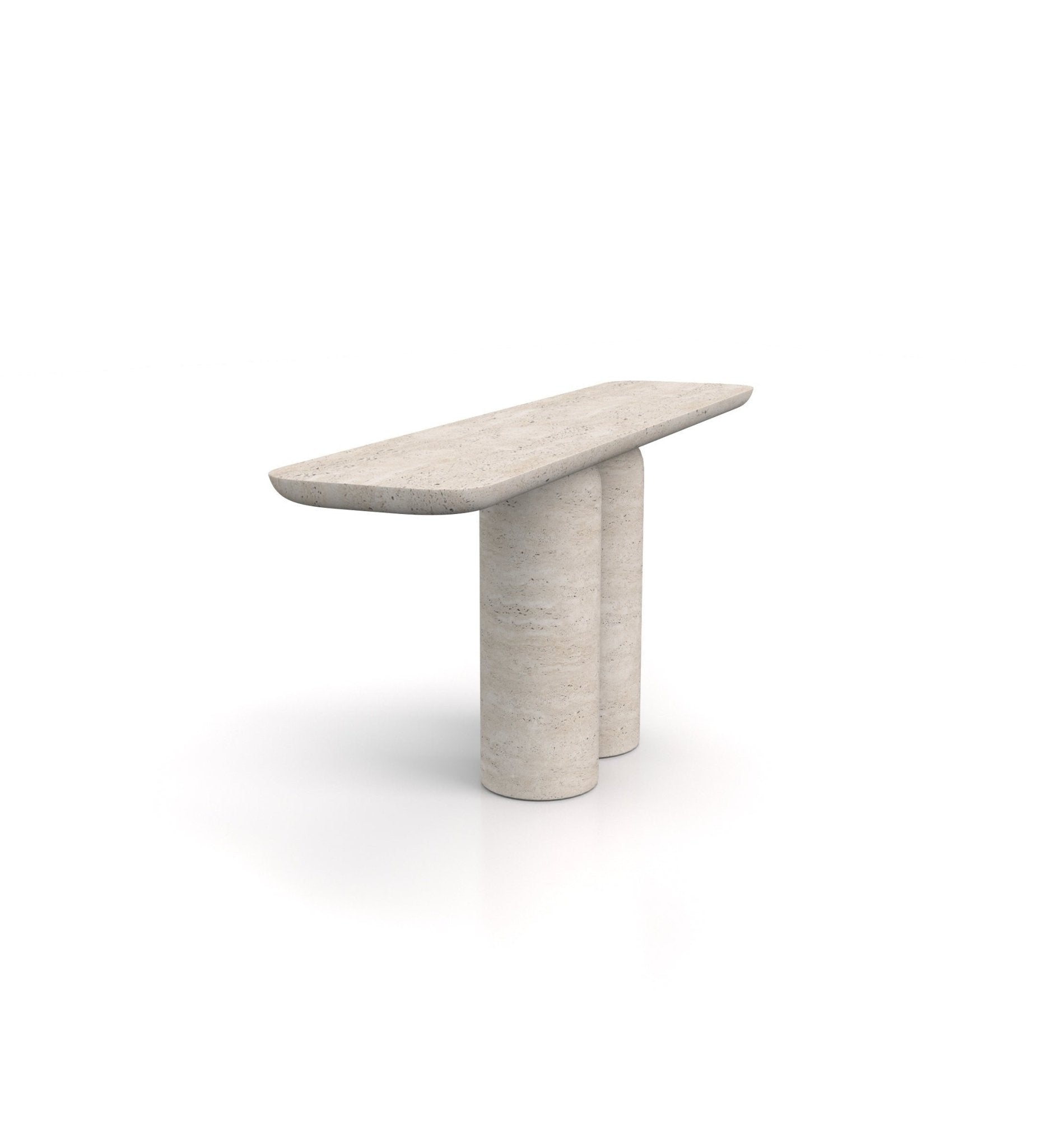 Beige Travertine Marble Console Table - Side Profile | Stonegems