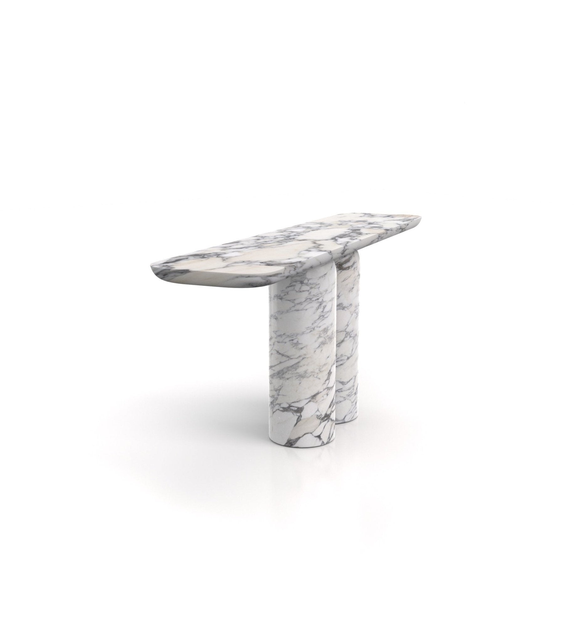 Stone Marble Monolith Long Narrow Modern Console Table