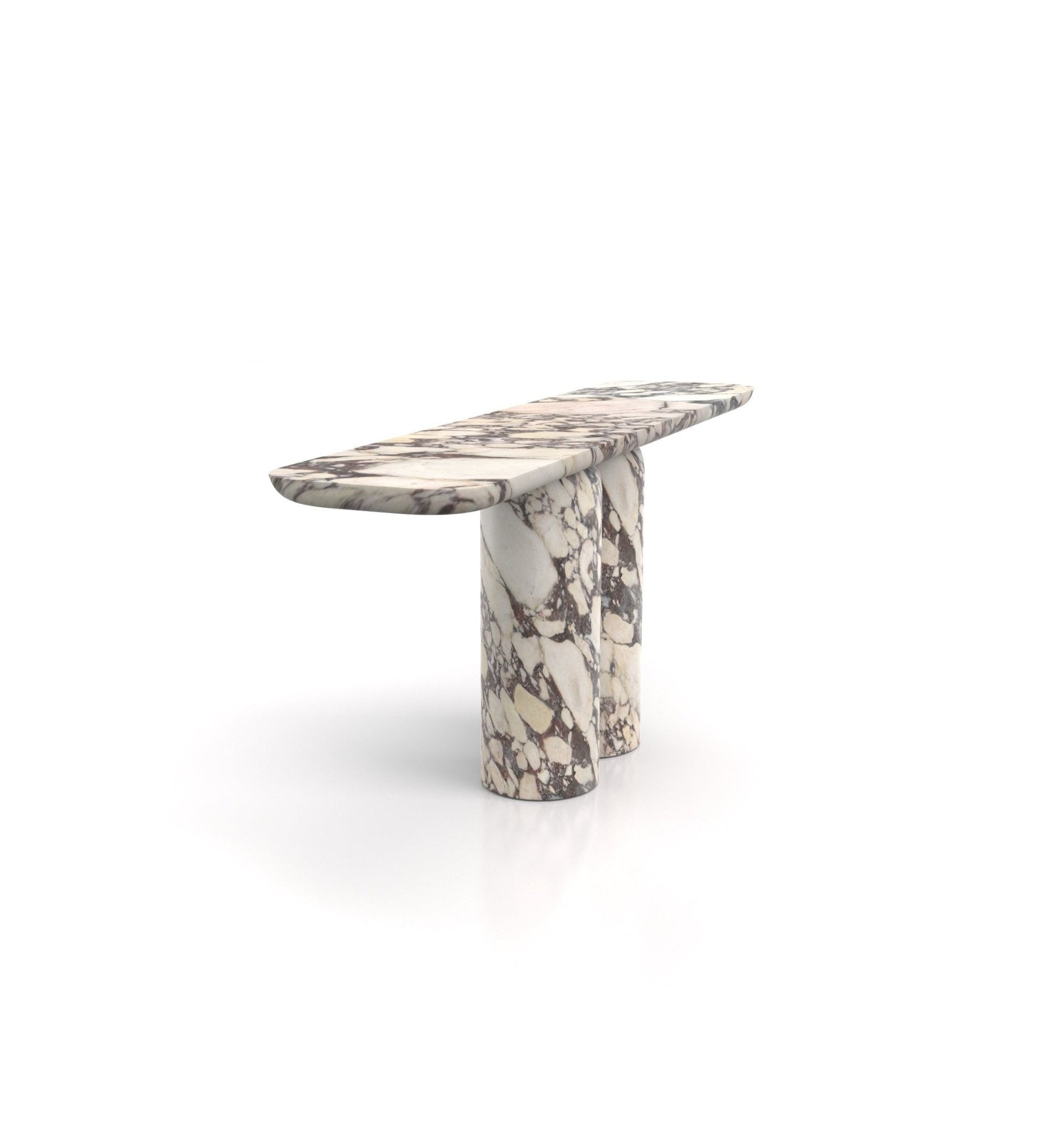 Violet Veined Marble Console Table - Side View | Stonegems